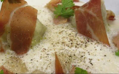 Blog 7 Crema de alcachofas con jamón de cebo de campo ibérico 50% raza ibérica Capa Negra